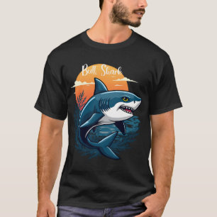 Camiseta Tiburón Toro en el Océano con Puesta de Sol con Fu