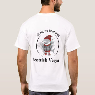 Camiseta tiburón vegano con disfraz escocés