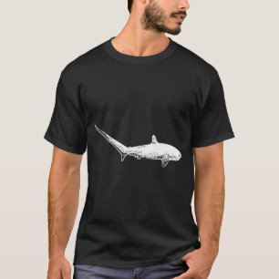 Camiseta Tiburón zorro Impresión gruesa blanca