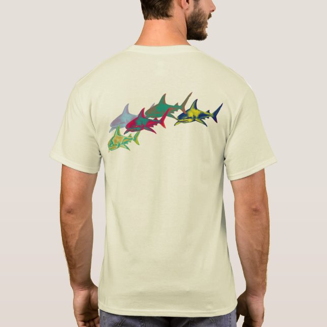 Camiseta tiburones coloridos (Reverso)