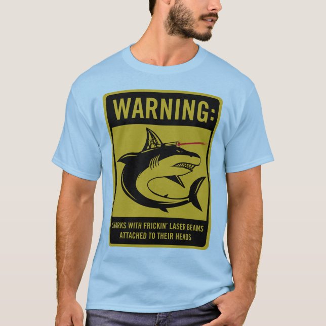 Camiseta tiburones con los rayos laser del frickin atados (Anverso)