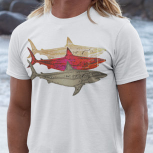 Camiseta tiburones de estilo marino fresco blanco