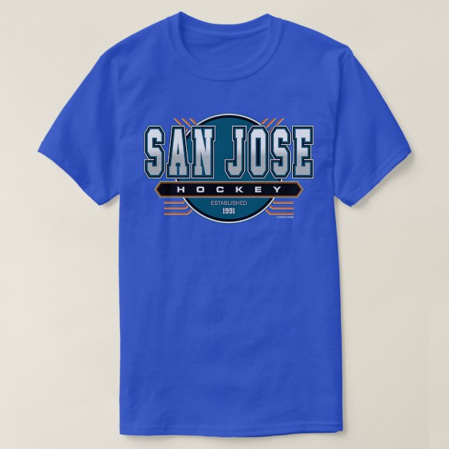 Camiseta Tiburones de la época del retro de hockey de San J (Diseño del anverso)