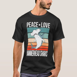 Camiseta Tiburones Martillo Arte Retro Amor Paz Tiburón Mar