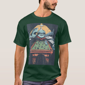 Camiseta Tiburones mujeres jugando al billar Billard VNeck