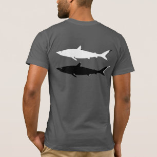 Camiseta tiburones nadando en blanco y negro