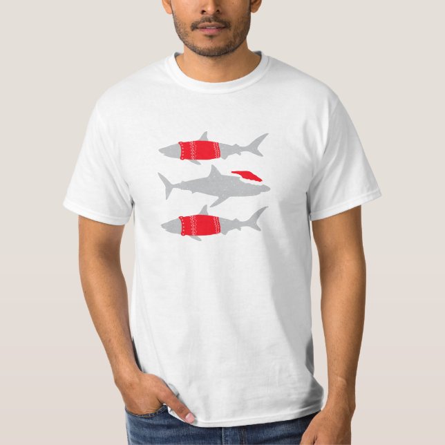 Camiseta Tiburones navidades en sombreros y saltadores (Anverso)