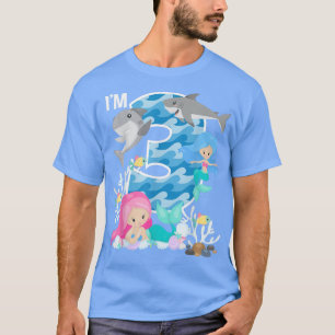 Camiseta Tiburones oceánicos y sirenas de tercer cumpleaños