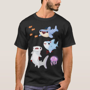 Camiseta Tiburones y medusas pastelitos kawaii