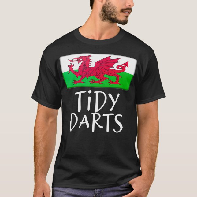 Camiseta Tidy Darts divertido Bandera de Gales Gales Gales  (Anverso)