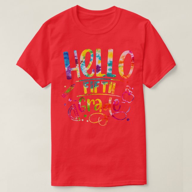 Camiseta Tie Die Hola, 5º Grado De Vuelta A La Escuela (Diseño del anverso)