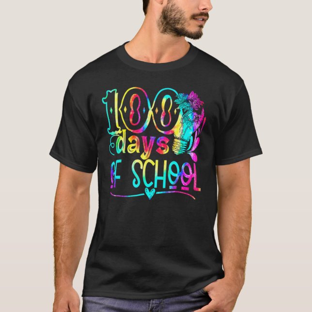 Camiseta Tie Dye 100 Days Brighter Student Happy 100th Day  (Anverso)