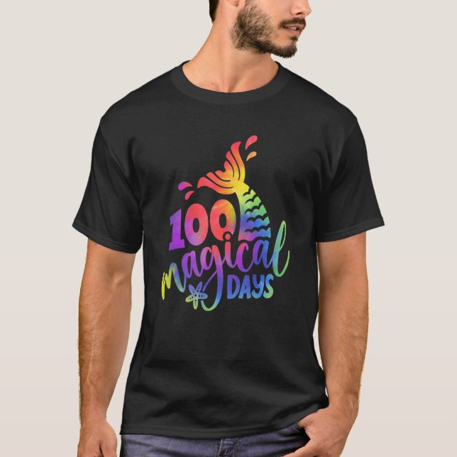 Camiseta Tie Dye 100 Mermazing Days Of School Mermaid Teach (Anverso)