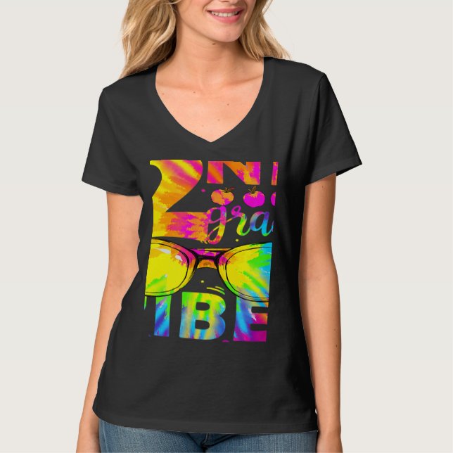 Camiseta Tie Dye 2nd Grade Vibes Teacher First Day Of Back  (Anverso)