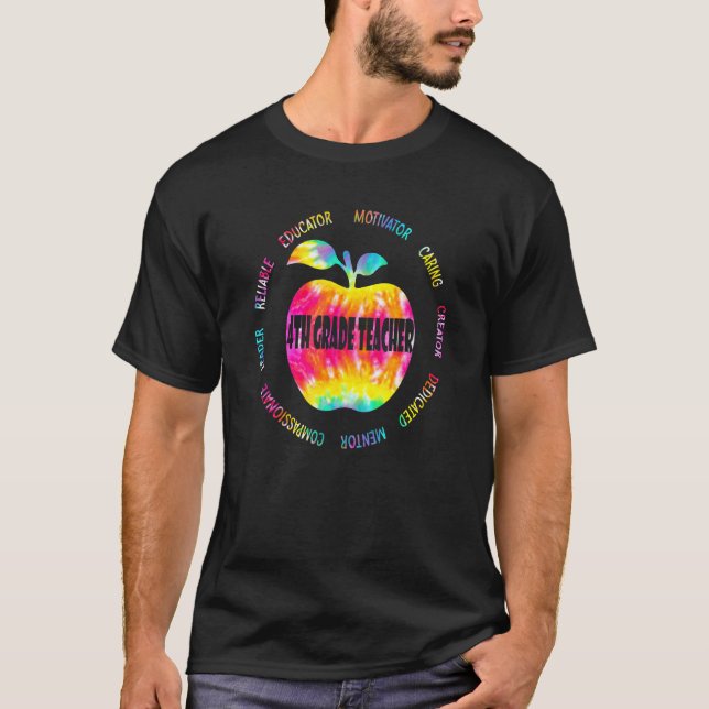 Camiseta Tie Dye 4º Grado Vida del profesor Apple Back T (Anverso)