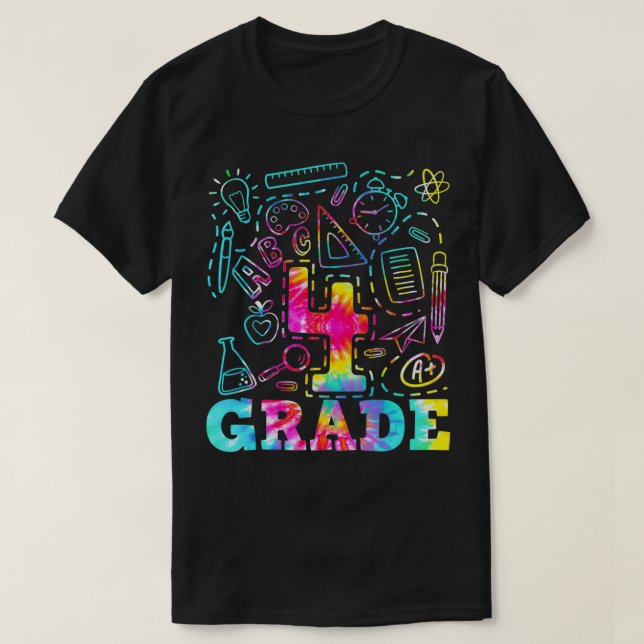 Camiseta Tie Dye 4th Grade Typography Team Fourth Grade Tea (Diseño del anverso)