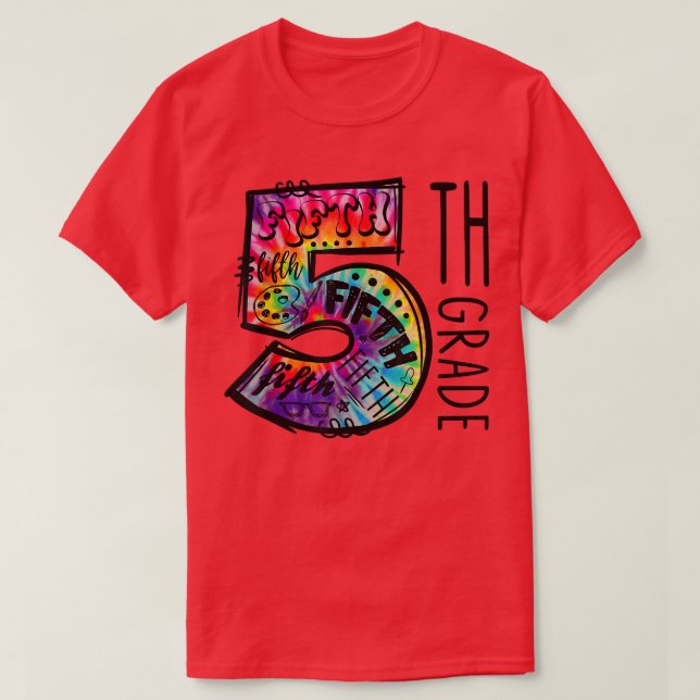 Camiseta Tie Dye 5º Grado Hippie De Vuelta A La Escuela Est (Diseño del anverso)