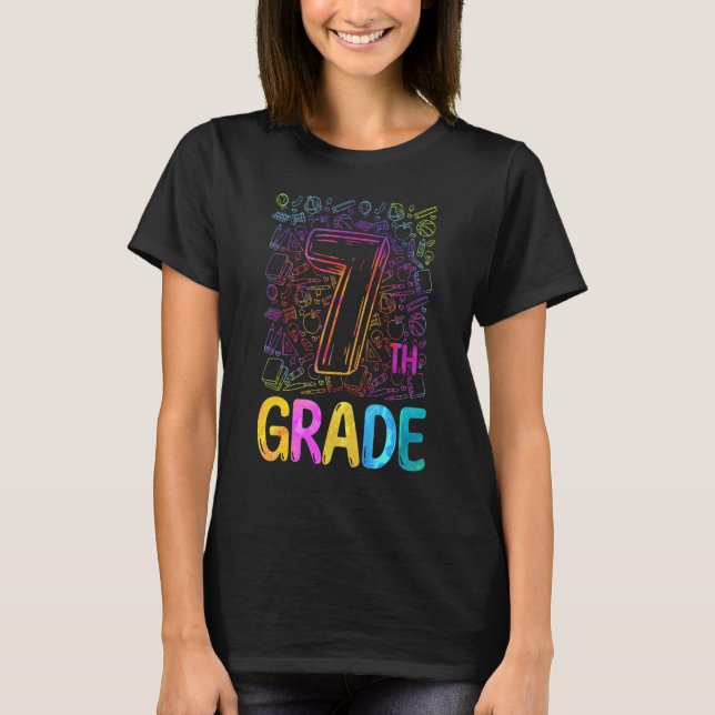 Camiseta Tie Dye 7th Grade Seventh Grade Teacher Back To Sc (Anverso)