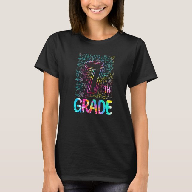 Camiseta Tie Dye 7th Grade Typography Seventh Grade Back To (Anverso)