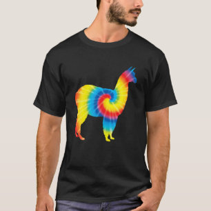 Camiseta Tie Dye Alpaca Arcoiris Print Vicuna Llama Hippie