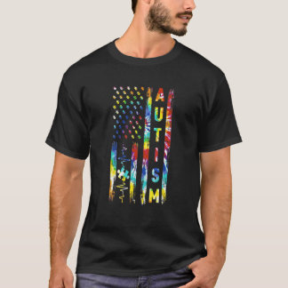 Camiseta Tie Dye American Flag Autism Awareness Support Tea