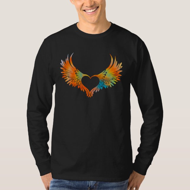 Camiseta Tie Dye Angel Wings Heart Freedom Retro 60s 70s Wo (Anverso)