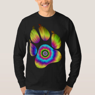Camiseta Tie Dye Animal Cat Perro Paw Print for Pet Lover