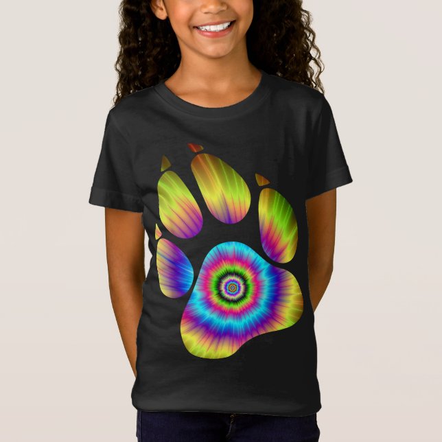 Camiseta Tie Dye Animal Cat Perro Paw Print for Pet Lover (Anverso)