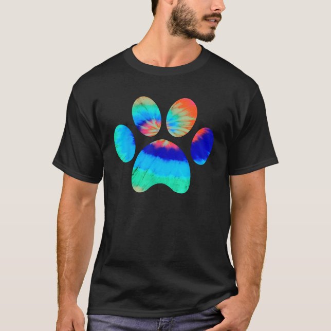 Camiseta Tie Dye Animal Cat Perro Paw Print Pet Lover Shirt (Anverso)