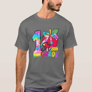 Camiseta Tie Dye Apple 1St Grade Student Teacher Back To Sc