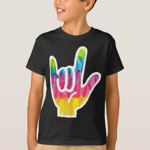 Camiseta Tie Dye ASL Lenguaje de Rótulo Símbolo de mano reg