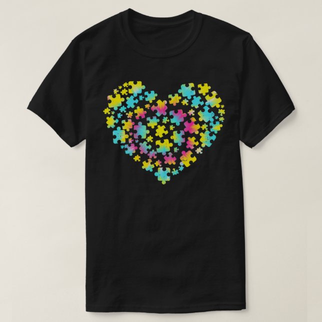 Camiseta Tie Dye Autism Awareness Puzzle Heart Be Kind Acce (Diseño del anverso)