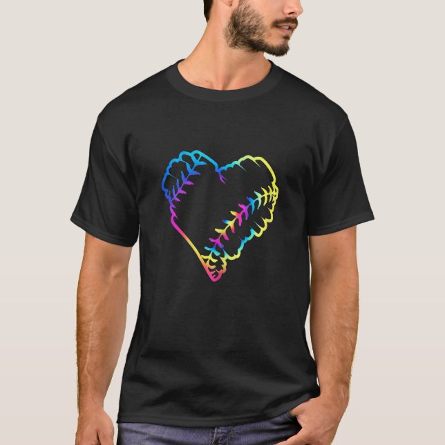 Camiseta Tie Dye Baseball Heart Baseball Fans Baseball  3 (Anverso)