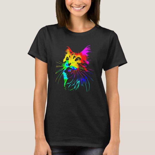 Camiseta Tie Dye Ca  Colorful Tye Dye Kitten (Anverso)