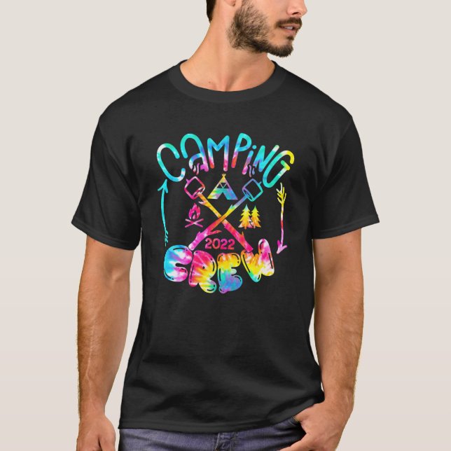 Camiseta Tie Dye Camping Crew 2022 Campfire Camping Life Ha (Anverso)