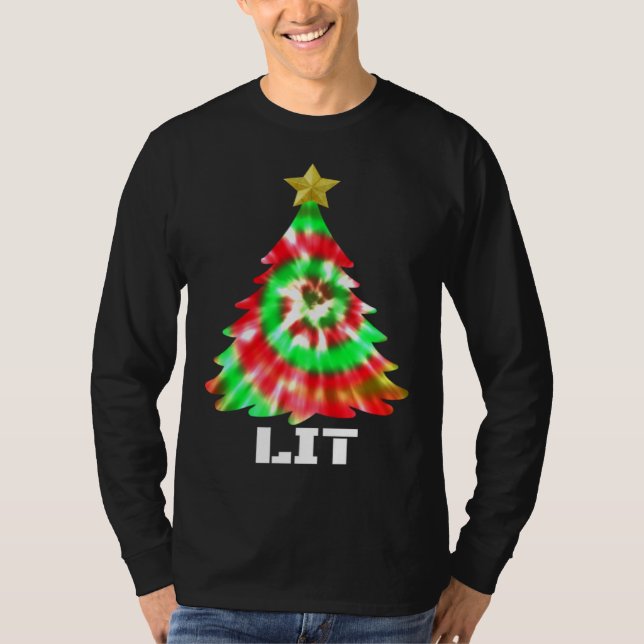 Camiseta Tie Dye Christmas Tree Kids Boys Girls Teens (Anverso)