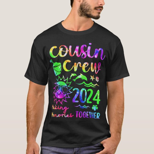 Camiseta Tie Dye Cousin Crew 2024 Summer Vacation Beach Fam (Anverso)