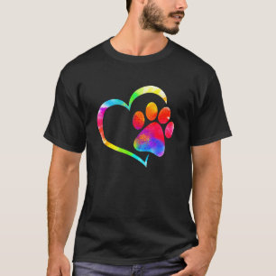 Camiseta Tie Dye Cute Love Dog Paw Print Dog Dueño