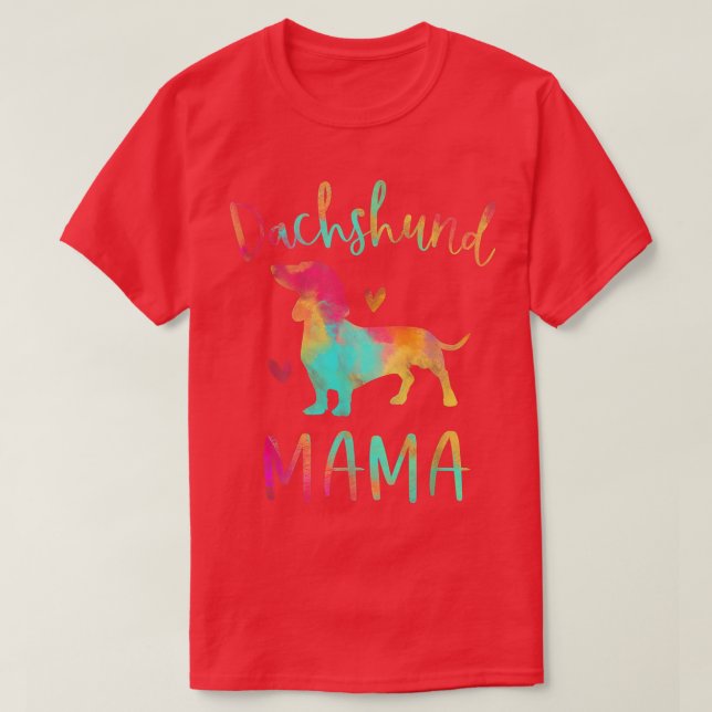Camiseta Tie Dye Dachshund Mama Colorful Doie (Diseño del anverso)