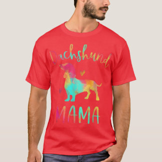 Camiseta Tie Dye Dachshund Mama Colorful Doie