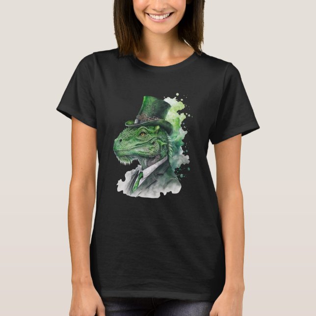 Camiseta Tie Dye Dinosaur Tuxedo Leprechaun Hat St Patrick' (Anverso)