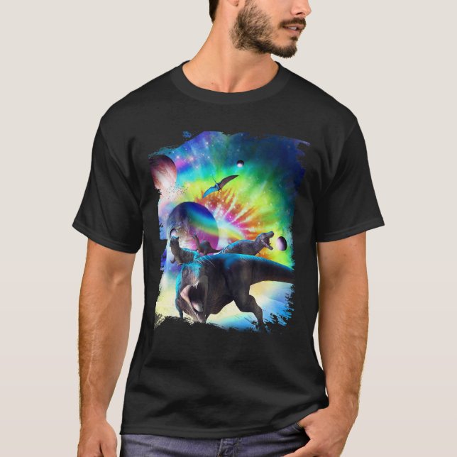 Camiseta Tie-Dye Dinosaurios Espacio Galaxia Dinosaurios Ar (Anverso)