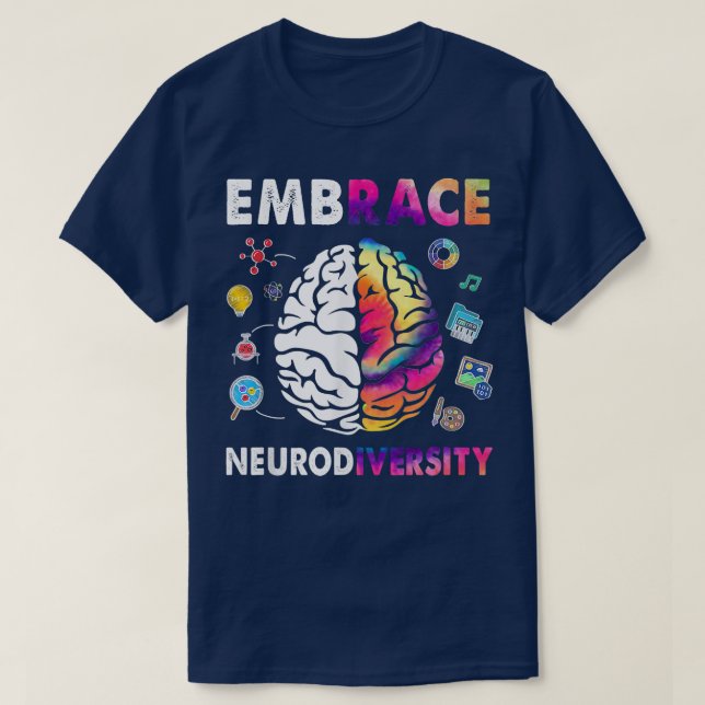 Camiseta Tie Dye Embrace Neurodiversity Brain Embrace ADHD  (Diseño del anverso)