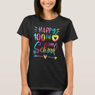 Camiseta Tie Dye Feliz 100.º Día De Escuela Maestro Estudia