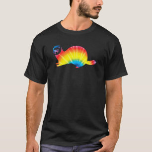 Camiseta Tie Dye Ferret Rainbow Print Weasel Mascota Hippie