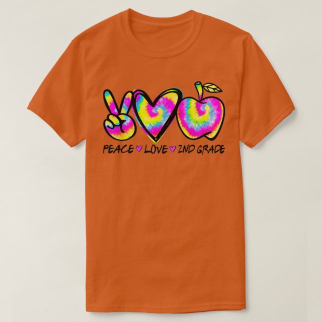 Camiseta Tie Dye Funny Peace Love Escuela de 2º grado Feliz (Diseño del anverso)