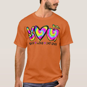 Camiseta Tie Dye Funny Peace Love Escuela de 2º grado Feliz