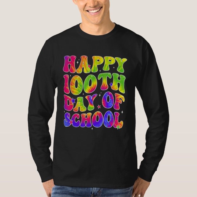 Camiseta Tie Dye Happy 100th Day of School Students Kids Te (Anverso)