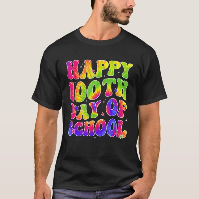 Camiseta Tie Dye Happy 100th Day of School Students Kids Te (Anverso)