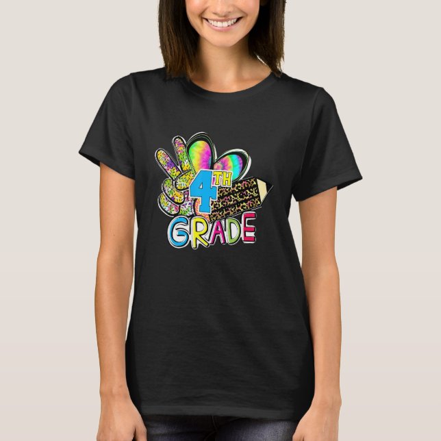 Camiseta Tie Dye Hello Fourth 4th Grade First Day Of School (Anverso)
